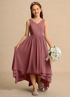 Azazie Kitten Junior Formal Jurken voor bloemenmeisjes A-Lijn Jurk van Chiffon Amethist image4