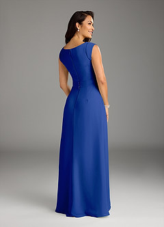 Azazie Bettina vestidos de madre de la novia Vestido de Azul Real de Gasa de Corte En A con Encaje image5