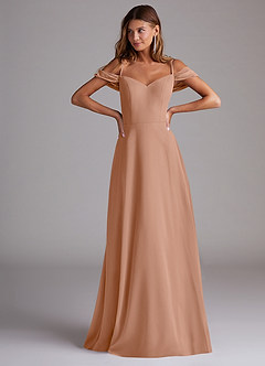 Azazie Marley Bridesmaid Dresses Champagne Rose A-Line Off the Shoulder Chiffon Convertible Dress image4
