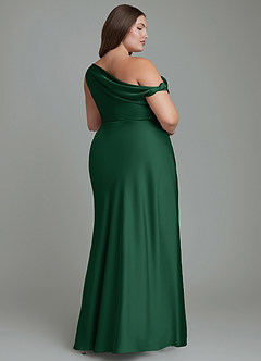 Azazie Emerson Bridesmaid Dresses Dark Green Mermaid Off the Shoulder Stretch Satin Dress image9