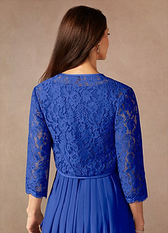 Azazie Ainsling Mother of the Bride Dresses Royal Blue A-Line Square Neckline Lace Chiffon Dress image9