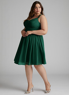 Azazie Angie Bridesmaid Dresses Emerald A-Line Corset Chiffon Dress image14