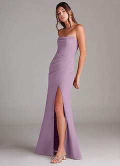 Azazie Leonis Bridesmaid Dresses Wisteria Sheath Strapless Chiffon Convertible Dress image3