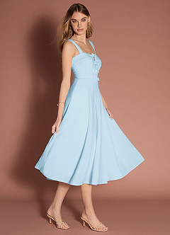 Elior Sky Blue Bow Midi Dress image5