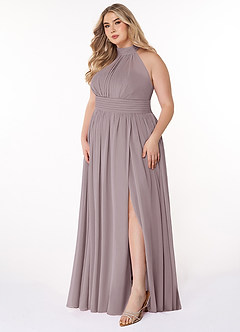 Azazie Iman Bridesmaid Dresses Dusk A-Line A-Line Ruched Chiffon Dress image10