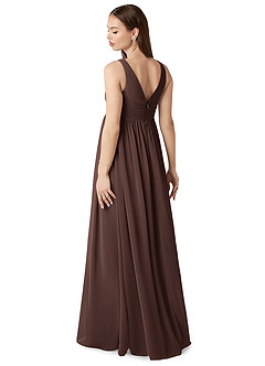 Azazie Yetta Abiti da damigella d'onore premaman Abito A-Line Arricciato con Scollo a V Chiffon Floor-Length image5