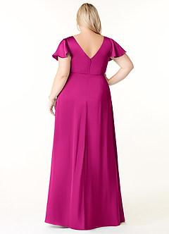 Azazie Soren Brautjungfernkleider A-Linie Plissee Stretch-Satin Kleider Fuchsia image9