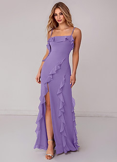 Azazie Malia Robes de demoiselle d'honneur Robe Fourreau en Mousseline de soie Rayé Tahiti image3