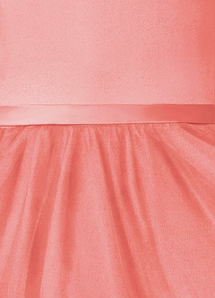 Azazie Marybell Flower Girl Dresses Coral A-Line Bow Tulle Dress image4