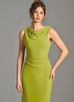 Azazie Kieryn Bridesmaid Dresses Lemongrass Mermaid Pleated Chiffon Dress image6