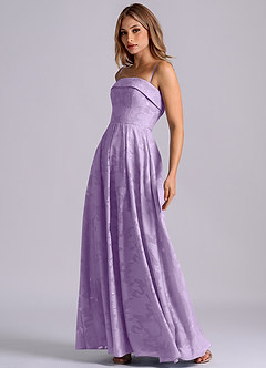 Azazie Lucienne Vestidos de damas de honor Vestido de Lila de Devorado Floral de Corte en A con Sin tirantes image7