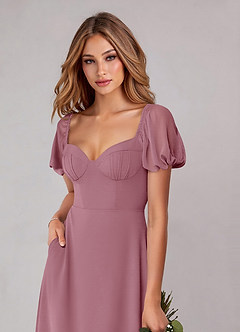 Azazie Fatima Bridesmaid Dresses Vintage Mauve A-Line with Pockets Chiffon Dress image6