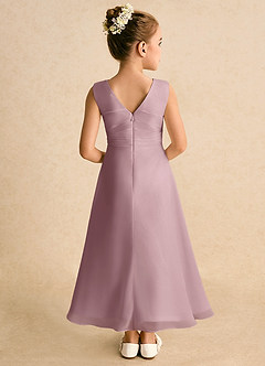 Azazie Edelweiss Flower Girl Dresses Dusty Rose A-Line Pleated Chiffon Dress image6
