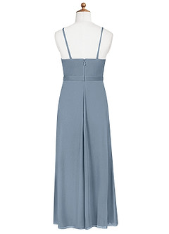Azazie Luxy Junior Plissee Gittergewebe Kleid Staubblau image7