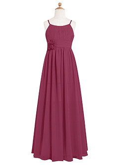 Azazie Astrid Junior Mulberry A-Line Floral Chiffon Dress image7