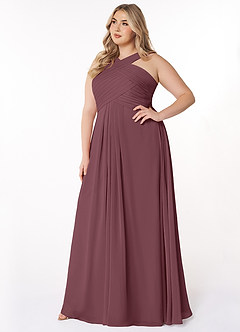 Azazie Kaleigh Bridesmaid Dresses Sangria A-Line Pleated Chiffon Dress image9