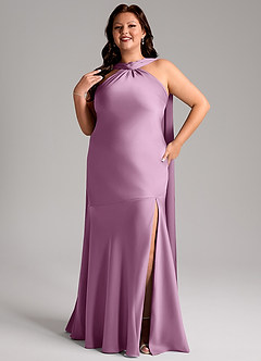 Azazie Kinsley Bridesmaid Dresses Wisteria Mermaid Side Slit Stretch Satin Dress image11