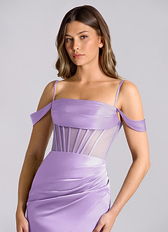 Azazie Alyce Bridesmaid Dresses Lilac Mermaid Off the Shoulder Stretch Satin Convertible Dress image6