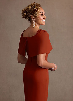 Azazie Deirdre vestidos de madre de la novia Vestido Óxido de Crepé elástico de Corte Columna con Plisado image6