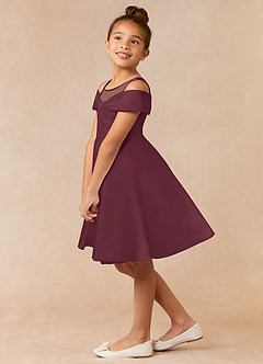 Azazie Shirin vestidos de niña de las flores Vestido de Cabernet de Satin Mate de Acampanado con Vestidos sin tirantes image2