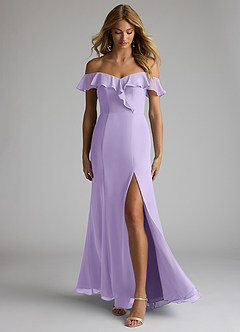 Azazie Sophie Bridesmaid Dresses Lilac A-Line Off the Shoulder Chiffon Convertible Dress image1