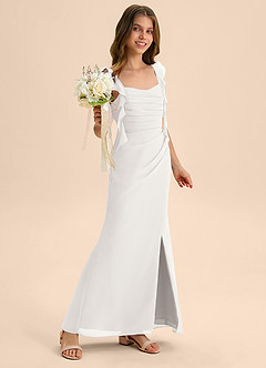 Azazie Jessamine Junior White Mermaid Sweetheart Neckline Chiffon Dress image4