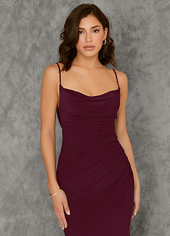 Azazie Beryl Brautjungfernkleider Etui Luxuriöse Strickwaren Kleid Cabernetrot image6