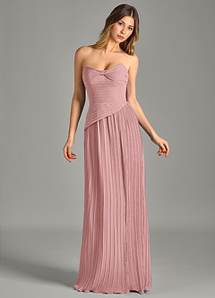 Azazie Becka Bridesmaid Dresses Dusty Rose A-Line Strapless Chiffon Dress image4