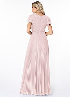 Azazie Kara Modest Bridesmaid Dresses A-Line Pleated Chiffon Floor-Length Dress image2