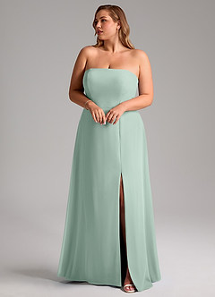 Azazie Wren Bridesmaid Dresses Agave A-Line Side Slit Chiffon Convertible Dress image9