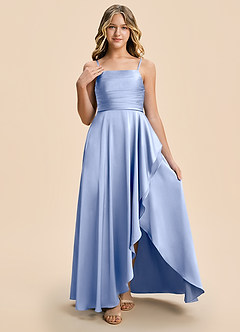 Azazie Naveah Junior Ice A-Line Ruched Stretch Satin Dress image6