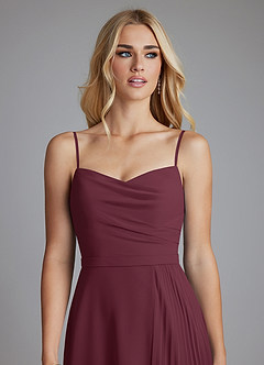 Azazie Celaena Final Sale Dusty Sage A-Line Pleated Chiffon Dress image6