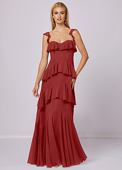 Barbie ♥ Azazie Bridesmaid Dresses Rust A-Line Sweetheart Neckline Chiffon Dress image3