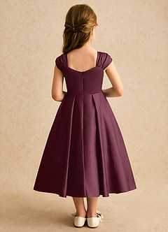 Azazie Yosemite Blumenmädchenkleider Ballkleid Herzausschnitt Matte Satin Kleid Cabernetrot image2