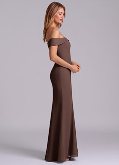 Azazie Luciana Bridesmaid Dresses Ganache Sheath Off the Shoulder Chiffon Convertible Dress image6