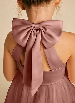 Azazie Dora Flower Girl Dresses Cedar Rose A-Line Bow Tulle Dress image5