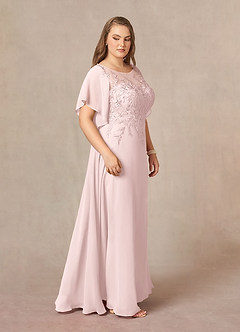 Azazie Faviola Final Sale Blushing Pink A-Line Boatneck sequins Chiffon Dress image11