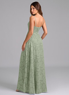 Azazie Wren Bridesmaid Dresses Agave A-Line Strapless Floral Burnout Dress image4