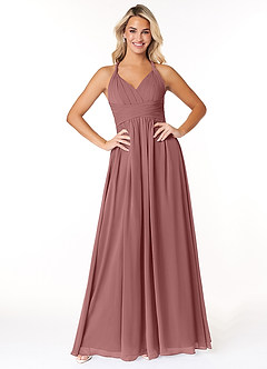 Azazie Ashia Final Sale Desert Rose A-Line Pleated Chiffon Dress image1