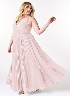Azazie Raychelle Bridesmaid Dresses Blushing Pink A-Line V-Neck Chiffon Dress image9