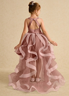 Azazie Julietta Robe Demoiselle D'honneur Fillette Robe Princesse en Tulle Convertible Rose De Cèdre image1