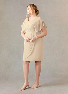 Azazie Julia Mother of the Bride Dresses Champagne Sheath V-Neck Pleated Chiffon Dress image11