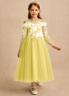 Azazie Lilah Flower Girl Klänningar Klänning A-linje i Tyll Spets image1