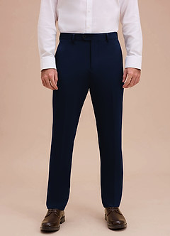 front Ethan Azul Pantalones de vestir de tejido refinado