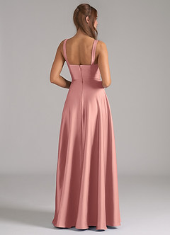 Azazie Shaude Bridesmaid Dresses Rosette A-Line Pleated Stretch Satin Dress image6