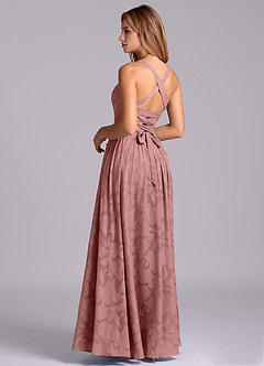 Azazie Francis Brautjungfernkleider A-Linie Korsett Blumen-Burnout Kleid Altrosa image2