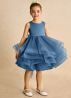 Azazie Tinie Blumenmädchenkleider Ballkleid Schleifen Tüll Kleid Zwielichtviolett image2