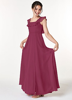 Azazie Jinny Junior Amethyst A-Line Ruched Chiffon Dress image1