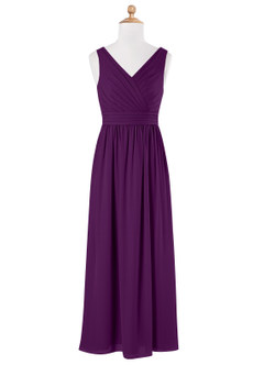 Azazie Kora Junior Grape A-Line Pleated Chiffon Dress image5