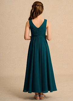 Azazie Ducky Junior Formal Flower Girl Dresses Pine A-Line Pleated Chiffon Dress image2